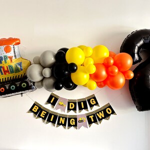 Construction Party Decorations, Excavator Balloon, 2nd Birthday Party Kit, Digger Construction Party Balloons, Construction Party Balloons