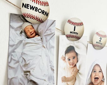 12 Month Photo Banner | Monthly Baby Photo | Baseball First Birthday | Rookie Of The Year Birthday Decor