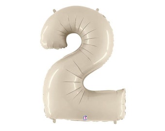 2. Geburtstagsballon, Neutral Zahl 2 Ballon, Weißer Sand 2, 34" Ballon, Neutral Sand Zweiter Geburtstagsballon