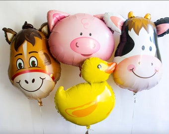 Farm Party Decorations, Farm Animals Balloon Set, Cow Balloon, Pig Balloon, Horse Balloon, Duck Balloon, Barnyard Party Decor COL026