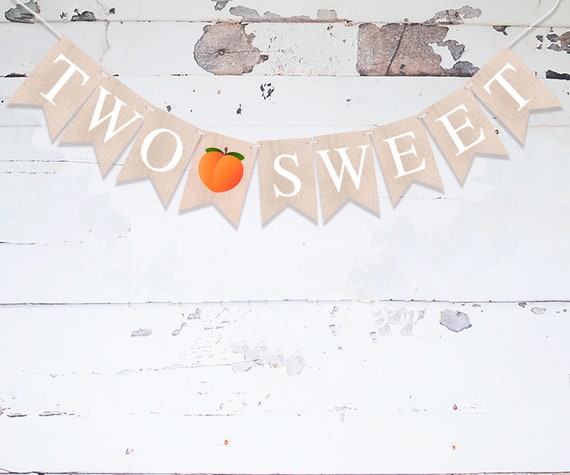 Peach Two Sweet Banner, Spring Flower or Summer Birthday Party Decor, 2nd Birthday Party, Peach Banner, Fruit Birthday Party Il_570xn
