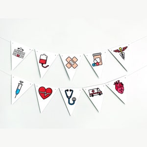 Medical Banner, Medical Symbols Garland, Nurses Day Banner, Nurse Appreciation Week Decor, Medical School Graduation Sign, Doctor Party