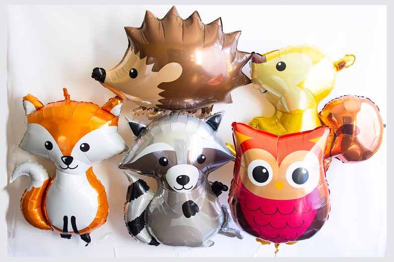 Woodland Animal Balloons Woodland Party Decor Fox Balloon Etsy