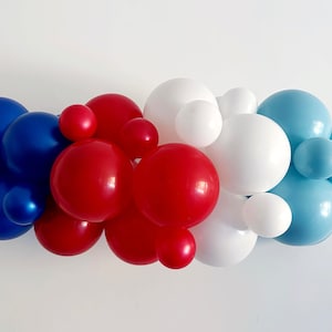 Red, White and Blue Balloon Garland | USA Balloon Decor | Sports Balloon Decor | All American Party Decor | Fourth of July Party |