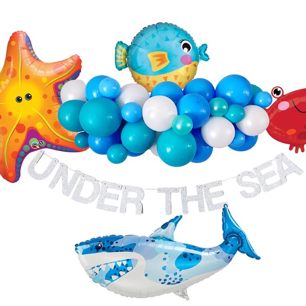 Under The Sea Kit | Sea Creature Balloons | Under the Sea Party Decor | Ocean Party Props | Crab Balloon | Shark Party Decoration | COL152