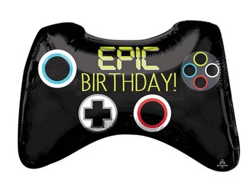 Set Decorazione Compleanno Videogioco - Palloncini A Forma Di Controller, Banner E Decor Torta - Tema Gamer 8 Anni