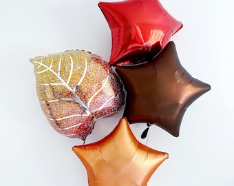 Ombre Fall Leaf Balloon, Autumn Party Decor, Thanksgiving Decoration, Glitter Leaf Balloon, Foil Glitter Balloon, Fall Decor, COL515