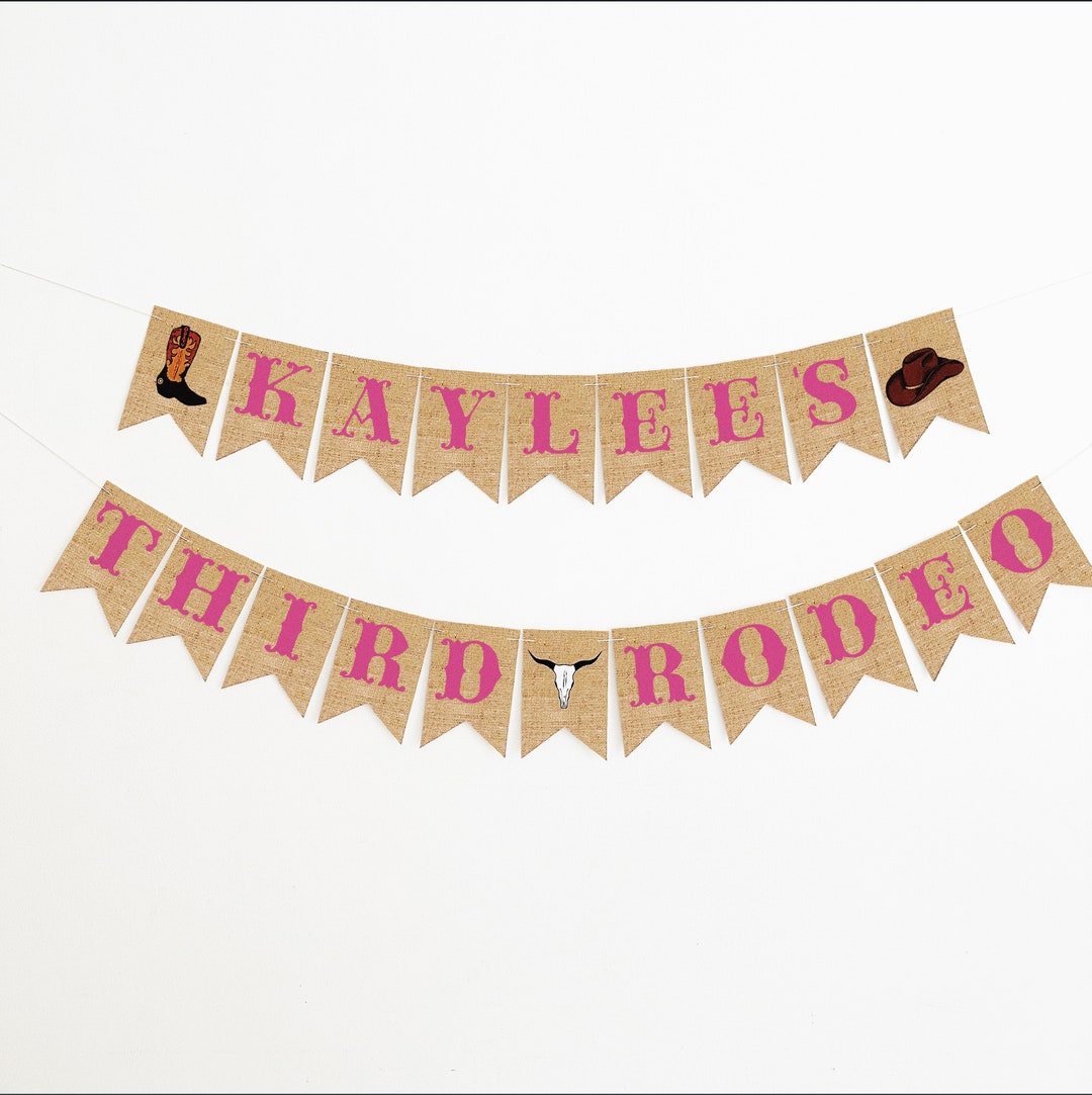 Customizable Third Rodeo Banner, 3rd Birthday Party Sign, Personalized ...