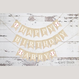 Personalized Happy Birthday Baseball Banner, Card Stock Banner, Sports Birthday Party Decorations, Baseball Birthday Party, PB018