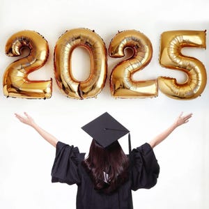 Graduation Balloons, Class of 2025 Balloons, Gold  Party Balloons, Graduation Picture Balloons, Congratulations Grad Decor, Grad Party