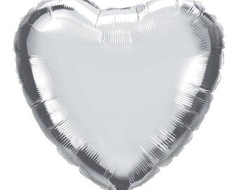 Silver Heart Balloon | Valentines Party Decor | I Love You Foil Balloon | Silver Metallic Heart Shape Balloon
