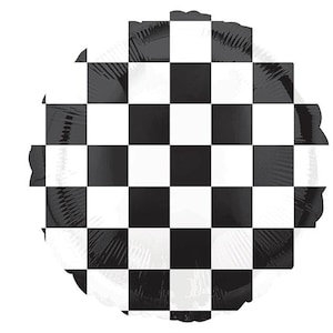 Race Car Party Balloon, Black and White Checkerboard Balloon, Racing Decorations, Race Car Birthday Foil Balloon, Racing Themed Decorations