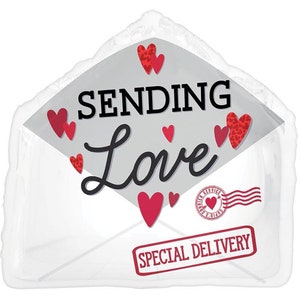 Valentine&#39;s Day Balloon | Valentines Party Decor | Sending Love Foil Balloon | I Love You Balloon | Love Balloon | Valentine&#39;s Day Decor