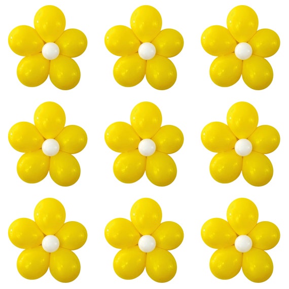 Yellow and White Large Flower Balloon Kit, Floral Balloons, Flower