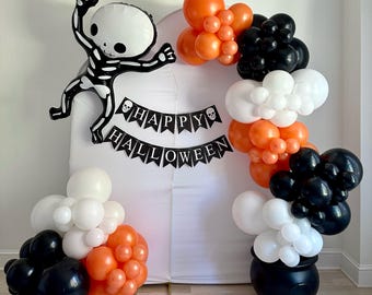 Halloween Party Decor | Happy Halloween Sign | Spooky Decorations | Balloon Garland Kit | Haunted House Decorations | Party Banner