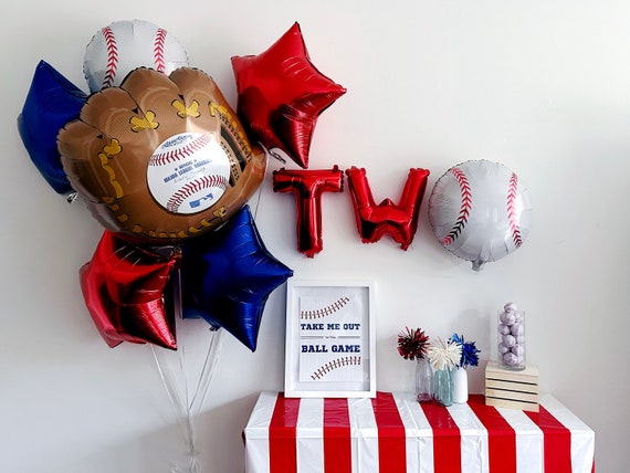 Baseball Second Birthday | Two Baseball Party | Boys Birthday Party | World Series Party | Baseball Party Decor | Red White & Blue Decor | Il_570xn