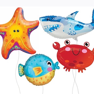 Sea Creature Balloons | Under the Sea Party Decor | Ocean Party Props | Crab Balloon | Shark Party Decoration COL152