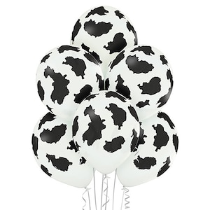 Cow Spots Balloons Set of 6 | Farm Party Decor | Barnyard Party Props | Cow Party Decoration | Farm Birthday Party Decor