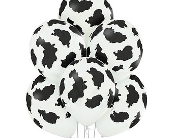 Cow Spots Balloons Set of 6 | Farm Party Decor | Barnyard Party Props | Cow Party Decoration | Farm Birthday Party Decor