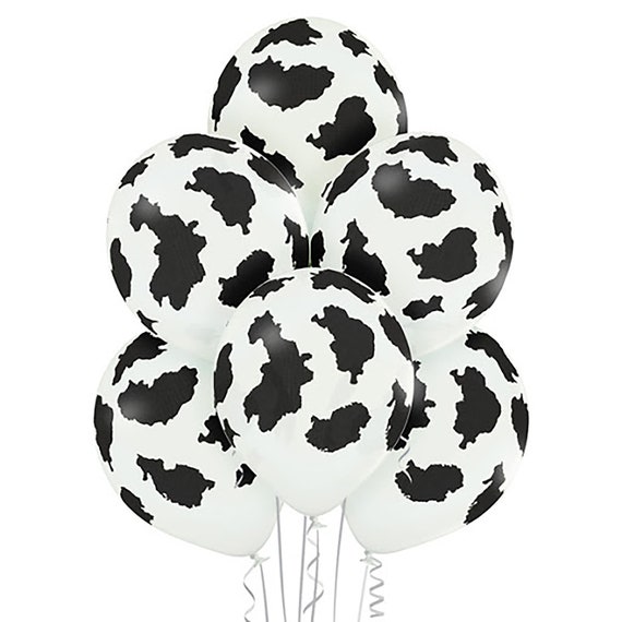 Cow Spots Balloons Set of 6 | Farm Party Decor | Barnyard Party Props | Cow Party Decoration | Farm Birthday Party Decor Il_570xn