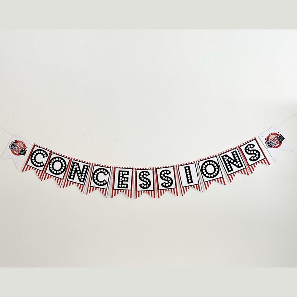 Movie Concessions Banner, Concessions Stand Sign, Movie Night Decorations, Carnival Birthday Party, Concessions Sign P351