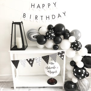 Black and White Birthday Party Decoration, Monochrome Balloon Garland, COL017, COL016, P145, P163