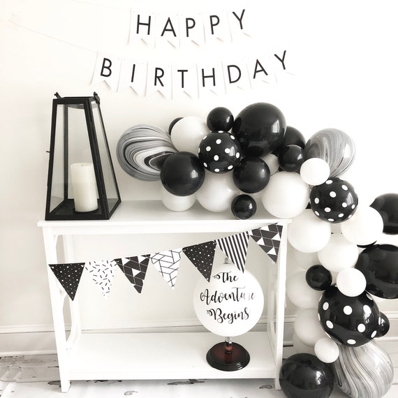 Black and White Birthday Party Decoration, Monochrome Balloon Garland,  COL017, COL016, P145, P163 