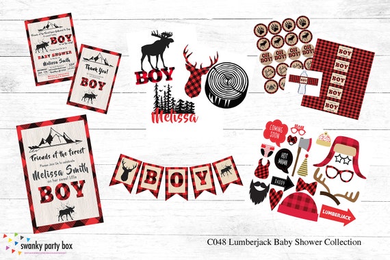 Digital Lumberjack Baby Shower Printable Kit, Buffalo Plaid Wildness ...