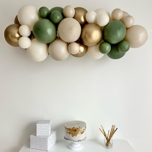 Greenery Balloon Garland | Neutral Balloon Arch | Sage and Gold Party Decorations | Balloon Kit | Bridal Shower Decor | Boho Baby Shower
