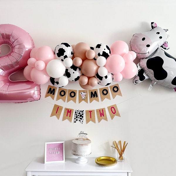 Cow Party Decor, Second Birthday Kit, Farm Birthday Party Decor, Cow Party Decorations, Cow Balloons Garland, Cow Balloon Decor