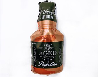Aged to Perfection Balloon, 34 inch Whiskey Balloon, Milestone Birthday Balloon