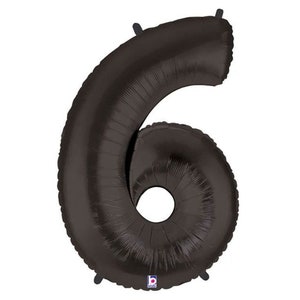 6th Birthday Balloon | Number 6 Balloon | Black Jumbo 6 Balloon | 6 Balloon | 6 Year Old Birthday Balloon | Anniversary Balloon