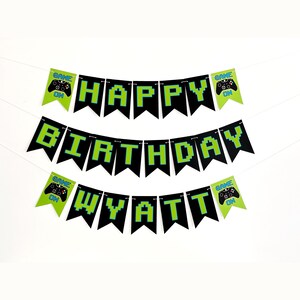 Personalized Video Game Birthday Party Banner | Retro Video Game Banner | Gamer Themed Birthday Banner | Game Controller Birthday Banner