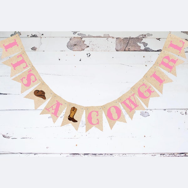 Cowgirl Baby Shower Decor, Western Baby Shower Decoration, Rodeo Theme Gender Reveal, It's A Girl Banner, It's A Cowgirl Sign, P272
