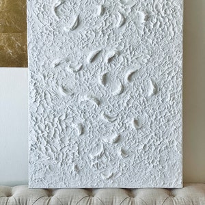 Texture White Wall Art, 3D Textured Art, 24x36 Canvas Abstract Painting, Wall Decor, White Abstract Wall Art, Minimalist Abstract Wall Art