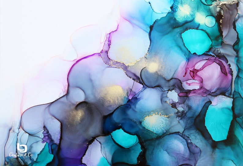 Original Alcohol Ink Art Alcohol Ink on Yupo Alcohol Ink Art Flow Abstract Art Blue Ocean 11x14 Modern Art Abstract Painting
