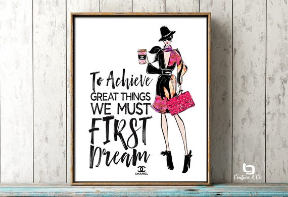 Coco Chanel Print Chanel Wall Art To Achieve Great Things Etsy