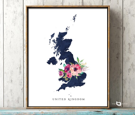 Reino Unido Mapa Imprimir Londres Mapa Pared Arte Reino Etsy