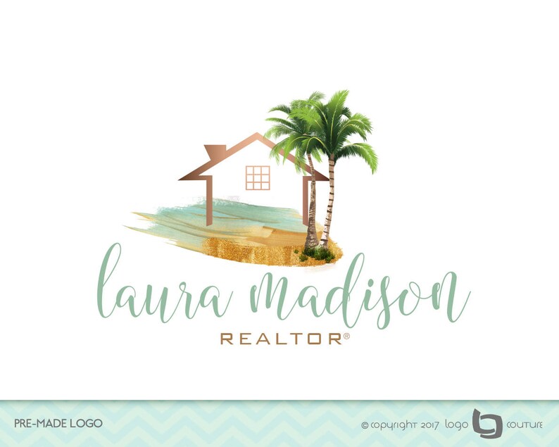 Tropical Logo Island Realtor Logo Palm Tree Realtor Logo Etsy