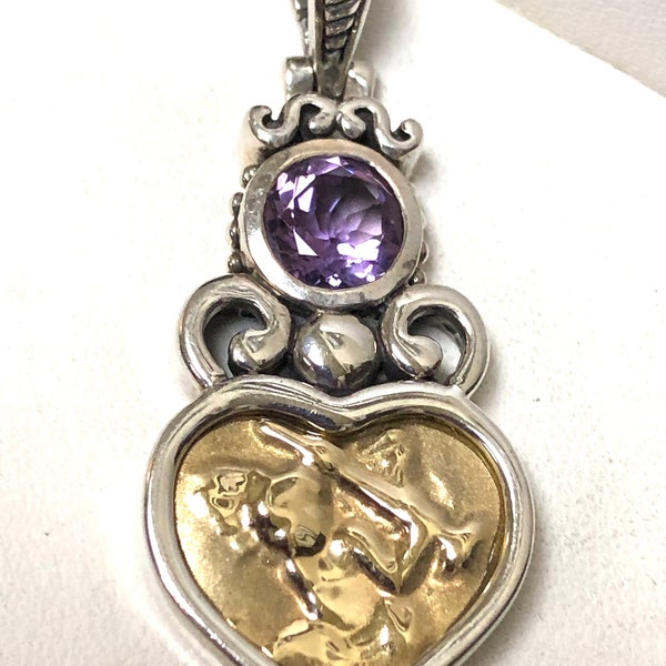 Vintage 14k and Sterling Flli Menegatti Amethyst Pendant