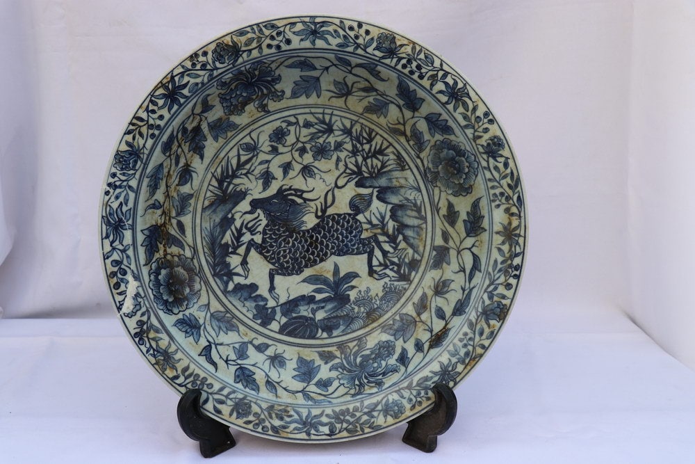 Antique Chinese Ming Dynasty Blue and White Porcelain Plate Etsy