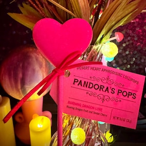 BURNING MAN TREATS aphrodisiac lollipop playa gifts: Burning Dragon Love, with dragon fruit and cherry. Naturally sugar-free.