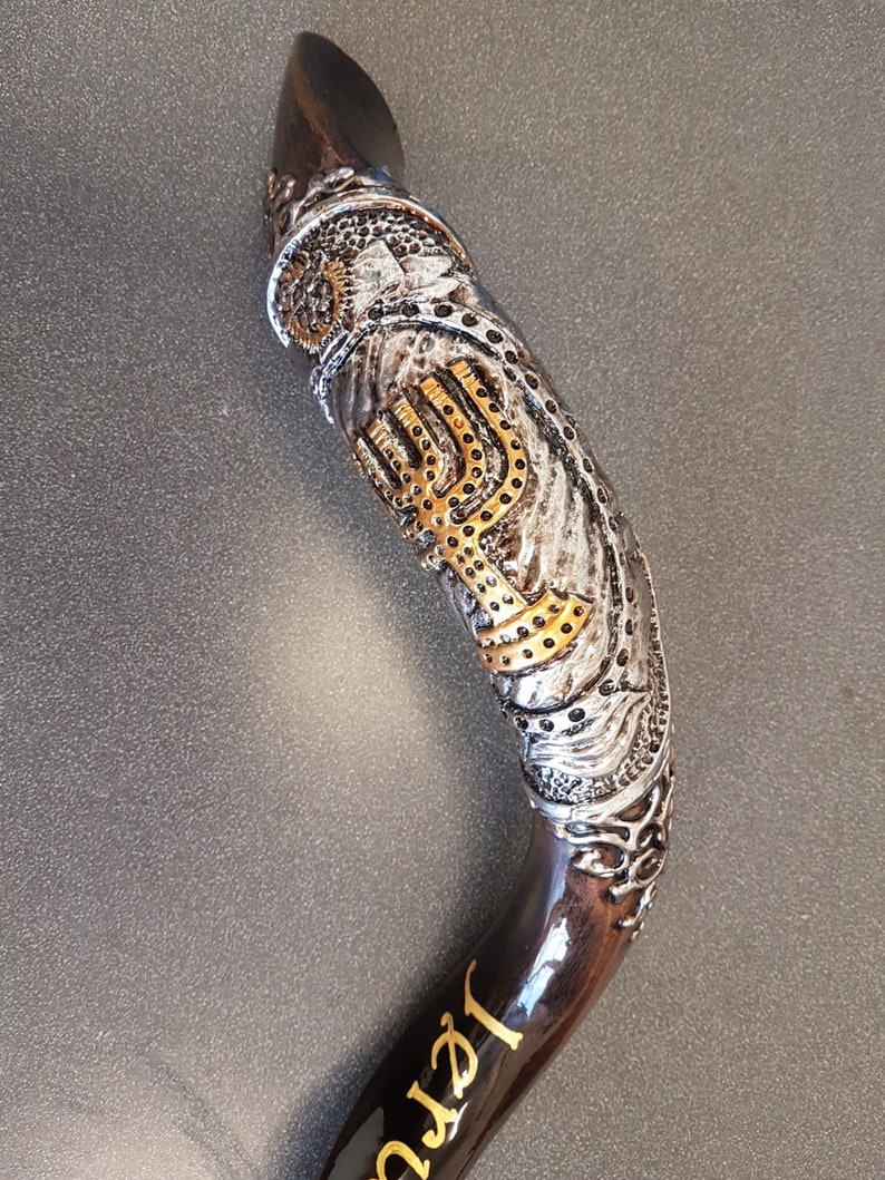 Shofar Jerusalem Menorah. 3D Relief Silver Plated. Gold Etsy
