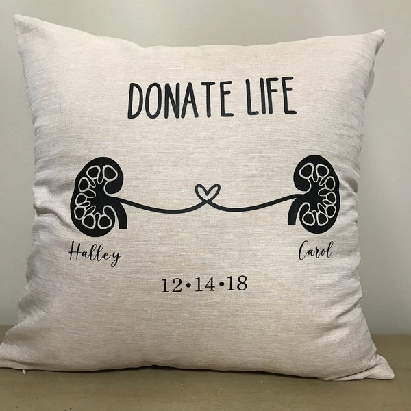 Personalized Kidney Donation Pillow Cover