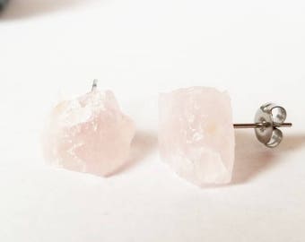 Raw Rose Quartz Earrings