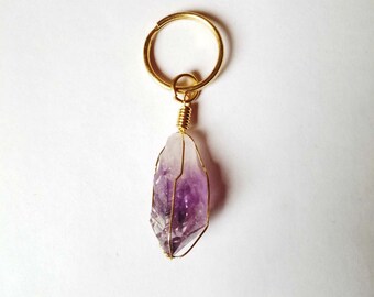 Raw Crystal Keychain • Amethyst Keychain • Valentines Day Gifts