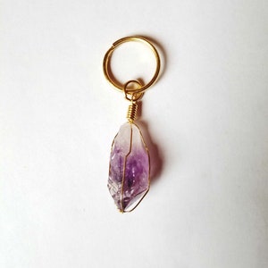 Raw Crystal Keychain Amethyst Keychain Birthday Gifts image 1