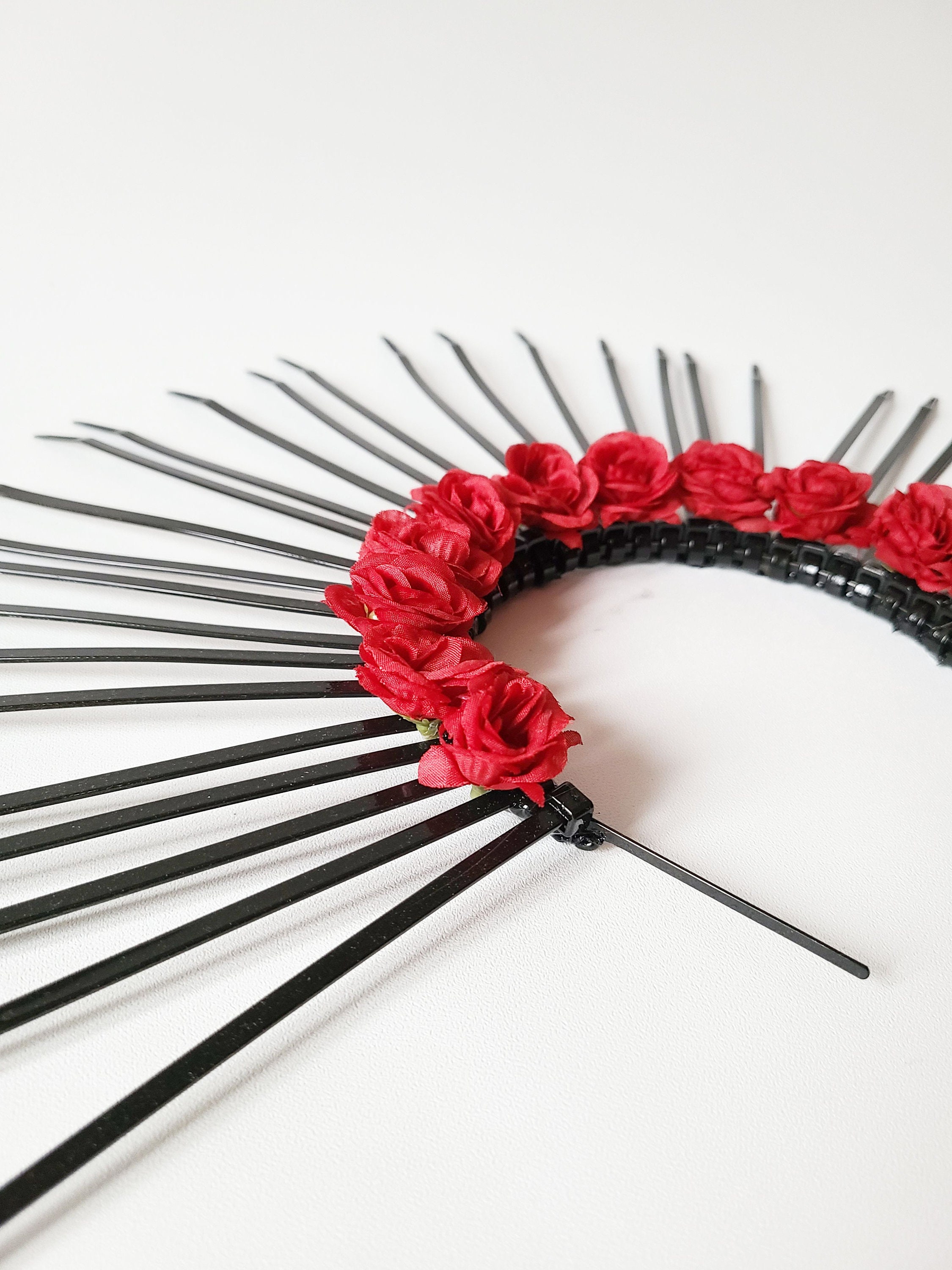 Black Crown with Roses Zip Tie Crown Etsy
