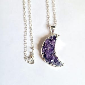Amethyst Moon Necklace • Druzy Necklace