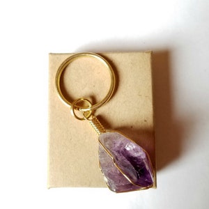 Raw Crystal Keychain Amethyst Keychain Birthday Gifts image 5